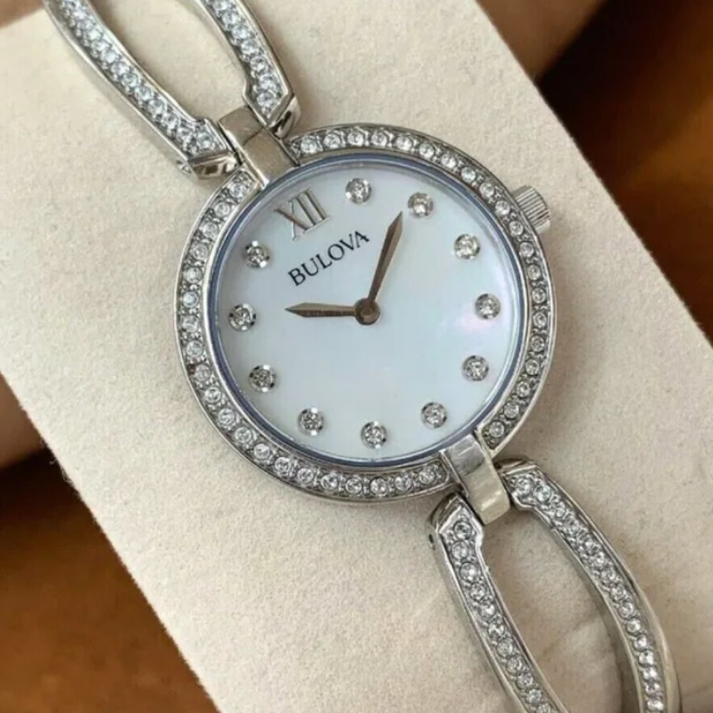 SALE! Bulova White Diamond Clasp Watch
